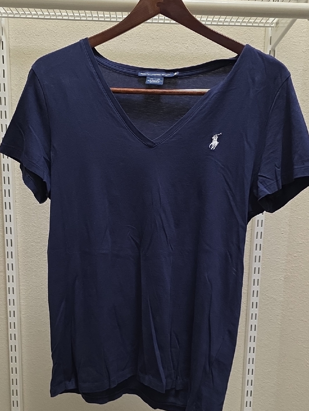 Ralph Lauren Navy V-Neck Tee with White Pony